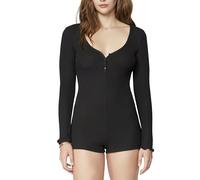 florence by mills Women's Fluffy Snuggle Micro Thermal Romper, Black, S