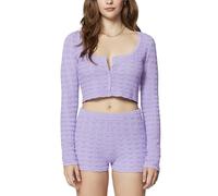 florence by mills Women's Le Pointelle Sweater Lace Cardigan, Millie Lavender, XXL