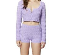 florence by mills Women's Le Pointelle Sweater Lace Shortie Shorts, Millie Lavender, M