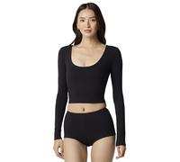 Florence by Mills Women's Power Mesh Plunge Long Sleeve, Black, XL/Short