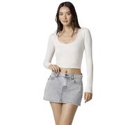 Florence by Mills Women's Power Mesh Plunge Long Sleeve, Jet Stream, XX-Small Short