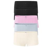 florence by mills Women's Seamless Pointelle Boy Short Underwear Panties, Black/Black/Jet Stream/Zen Blue/Orchid Bouquet, Medium (Pack of 5)