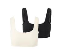 Florence By Mills Women's Seamless Pointelle Bra 2 Pack, Jet Stream/Black, XL