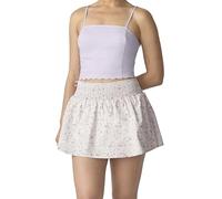 florence by mills Women's Smocked Mini Skirt, Lavender Fog Breezy Floral White Ground, XS