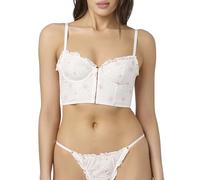Florence by Mills Women's Sweet Bloom Collection Eyelet Bustier Bra, Jet Stream/Candy Pink, XS