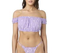 Florence by Mills Womens Sweet Bloom Collection Eyelet Crop Top, Millie Lavender/Green Essence, XXL