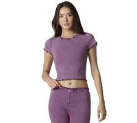 Florence by Mills Women's Washed Rib Crop Tee, Washed Bing Cherry, XXS