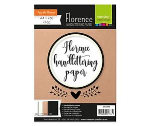 Florence Calligraphy Paper - A4-60 Sheets in White, Ivory, Brown and Black - Smooth - 216 gsm - Practice Paper for Beginners, Handlettering, Brush Lettering, Art Projects and Craft Ideas
