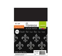 Florence Cardstock Smooth - Coloured Card Making Supplies A5 - Black - 20 Sheets - Coloured Paper for Scrapbooking, Card Making and Other Paper Crafts - 300 GSM
