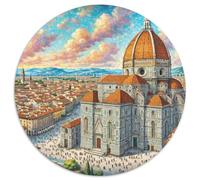 Florence Cathedral 1000 Pieces Jigsaw Puzzles for Adults And Kids Building Round Jigsaw Puzzle Impossible Hard Challenging for Adults Family Game Stress Reliever Expert Skill Level 1000pcs (67.5x67.5c