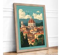 Florence Cathedral at Dawn Vintage Framed Wall Art Print A3 (42×29.7cm) Oak, Wall Decor for Living Room, Bedroom, Office & Home, Ready to Hang, Art Gift