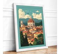 Florence Cathedral at Dawn Vintage Framed Wall Art Print A4 (29.7×21cm) White, Wall Decor for Living Room, Bedroom, Office & Home, Ready to Hang, Art Gift
