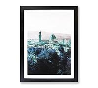 Florence Cathedral In Italy Abstract Painting Modern Framed Print | A4 Black Framed Wall Art | Ready to Hang | Abstract Cityscape Picture | Living Room Bedroom Lounge Office