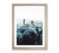 Florence Cathedral In Italy Abstract Painting Modern Framed Wall Art Print, Ready to Hang Picture for Living Room Bedroom Home Office Décor, Oak A3 (34 x 46 cm)