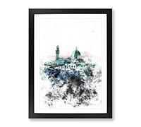 Florence Cathedral In Italy Abstract Watercolour Modern Framed Print | A2 Black Framed Wall Art | Ready to Hang | Abstract Cityscape Picture | Living Room Bedroom Lounge Office