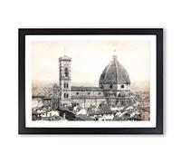 Florence Cathedral in Italy Painting Framed Print | A2 Black Framed Wall Art | Ready to Hang | Modern Cityscape Picture | Living Room Bedroom Lounge Office