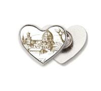 Florence Cathedral Italy Pattern Heart Metal Pin Brooch Clip Love