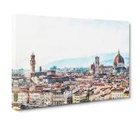 Florence Cathedral & Skyline In Italy Canvas Print | Gallery Wrapped 30mm Frame Wall Art | 24x16 inches | Ready to Hang | Modern Cityscape Picture | Living Room Bedroom Lounge Office