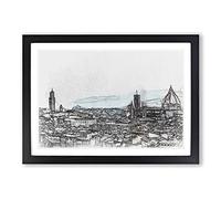 Florence Cathedral & Skyline in Italy in Abstract Framed Print | A2 Black Framed Wall Art | Ready to Hang | Abstract Cityscape Picture | Living Room Bedroom Lounge Office