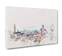 Florence Cathedral & Skyline in Italy Watercolour Canvas Print | Gallery Wrapped 30mm Frame Wall Art | 30x20 inches | Ready to Hang | Modern Cityscape Picture | Living Room Bedroom Lounge Office