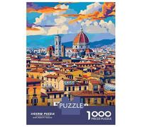 Florence Cityscape 1000 Piece Jigsaw Puzzle, Continental Street Poster, Screen-Free Fun, Interlocking Paper Pieces, Travel Gift for Home Décor Fans, 38x26cm/1000pcs