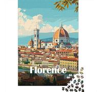 Florence Cityscape 1000 Piece Jigsaw Puzzle, Downtown Architecture at Night, Decorative Artwork, Matte Printed Jigsaw, Birthday Gift for Puzzle Lovers, 70x50cm/1000pcs