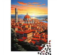 Florence Cityscape at Sunset 1000 Piece Jigsaw Puzzle, Contemporary City Horizon, Matte Printed Jigsaw, Relaxing Challenge for Families, 52x38cm/1000pcs