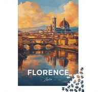 Florence Cityscape with Ponte Vecchio Travel Puzzle 1000 Pieces, Metropolitan Building Scene, Mindful Activity, Matte Printed Jigsaw, for Adults, 70x50cm/1000pcs