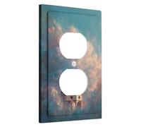 Florence Dome Light Switch Cover Plates/Outlet Covers, Pastel Blue and Peach Clouds for Wall Accents, Classic Renaissance Style, Home Decor, Thermoplastic Wall Plates Single Duplex Outlet