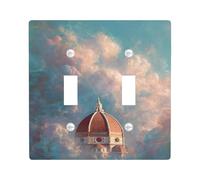 Florence Dome Light Switch Cover Plates/Outlet Covers, Pastel Blue and Peach Clouds for Wall Accents, Classic Renaissance Style, Home Decor, Thermoplastic Wall Plates Double Toggle