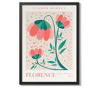 Florence Flower Market Flower Market Poster Floral Wall Decor Print Abstract Colourful Minimalist Travel Bedroom Art, Archival Matte, A5 (Black Frame) - 21x14.8cm