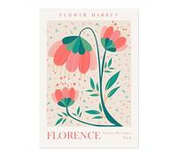 Florence Flower Market Flower Market Poster Floral Wall Decor Print Abstract Colourful Minimalist Travel Bedroom Art, Archival Matte, A3 (Print Only) - 42x29.7cm