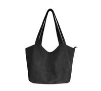Florence Happy @ England Casual Corduroy Tote Bag with Zipper Closure: Reusable Shopping, School, and Laptop Shoulder Bag for Women