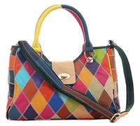 Florence Happy @ England Multicolour Patchwork Real Leather Bag Handbag Shoulder Zip Top Cross Body (leather patchwork)