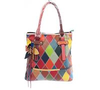 Florence Happy @ England Multicolour Patchwork Real Leather Bag Handbag Shoulder Zip Top Cross Body (Zip Top Handmade Flower Patchwork)