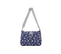 Florence Happy @ England Reversible Oilcloth Messenger 2 in 1 Ladies CrossBody Shoulder Canvas Waterproof Floral (Grey Spot)