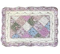 Florence Happy @ England Vintage Shabby Chic Floral Brown Patchwork Embroidered Quilted Cotton Bedroom Bath Floor Mat Rug … (Wisteria Purple)
