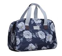 Florence Happy @ England Waterproof Matte Oilcloth Tote Bag, for Beach, Travel, Gym, Shopping, Hospital Stays, Weekend Getaways & Picnics,Durable PVC Coated Canvas, Zip Closure (Pickled Bluewood)