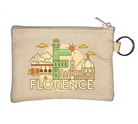 Florence Italy Architecture Minimalist Travel Art Key Chain Coin Purse Beige