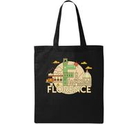 Florence Italy Architecture Minimalist Travel Art Natural Ecological Cotton Tote Bag Black