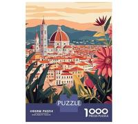 Florence Italy Cityscape Travel Puzzle 1000 Pieces, Romantic City Break Scene, Decorative Artwork, Thick Cardboard Pieces, Birthday Gift for Home Décor Fans, 70x50cm/1000pcs