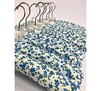 Florence Lilly Pack of 10 Quality Padded Clothes Hangers ~ Several Patterns to choose from .. (Beautiful Blue Flower)