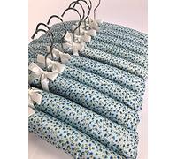 Florence Lilly Pack of 10 Quality Padded Clothes Hangers ~ Several Patterns to choose from .. (Felicity Blue)