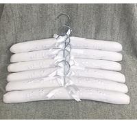 Florence Lilly Padded Coat Hangers ~ Luxury Padded Cotton Clothes Hangers with Delicate White Embroidery Detail ~ (6), Blue