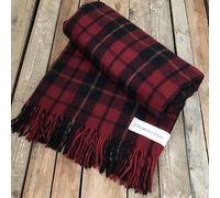 Florence Lilly Tartan Blanket/Throw made from 70% Recycled Wool and 30% Recycled Garments, Super Soft and Warm, 19 colourways to choose from. (Red/Black)