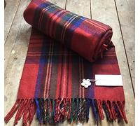 Florence Lilly Tartan Blanket/Throw made from 70% Recycled Wool and 30% Recycled Garments which would normally find themselves in landfill. (Reds)