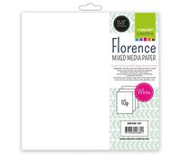 Florence Mixed Media Paper - 12 x 12 inch - 10 Sheets - White - 240 GSM - Watercolour Paper for Wet and Dry Techniques