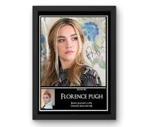 Florence Pugh Signed Autograph Print Poster Black Framed Mounted Wall Art (10x12) Actor Artwork for Home & Office Decor Gift
