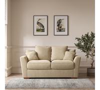 Florence Scatterback Soft Brushed 2 Seater Sofa with Dark Wood Legs linen