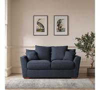 Florence Scatterback Soft Brushed 2 Seater Sofa with Dark Wood Legs Navy